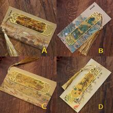 1pc Classical Brass Metal Chinese Painting Bookmark - Multicolor - View 1