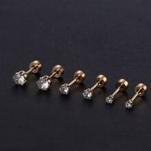 15 对小号平背耳钉，适合男女，18K 镀金防过敏手术不锈钢耳环套装，微型螺丝背软骨耳环