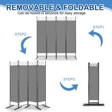 FCH 6FT 4-Fold Top With Shape 130g Polyester Cloth Plastic Feet Carbon Steel Frame Foldable Screen Black/Gray - Grey - View 8