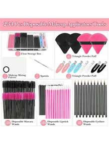 234件套一次性化妆工具套装，包含化妆粉扑、调色盘、睫毛膏刷、唇刷、发夹、粉扑（颜色随机），带收纳盒。此套装包含化妆刷、化妆刷套装、全套化妆工具、化妆刷套装、化妆礼品套装、赠品、专业化妆刷、全套化妆工具。 - 彩色 - 查看 2