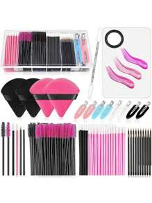 234件套一次性化妆工具套装，包含化妆粉扑、调色盘、睫毛膏刷、唇刷、发夹、粉扑（颜色随机），带收纳盒。此套装包含化妆刷、化妆刷套装、全套化妆工具、化妆刷套装、化妆礼品套装、赠品、专业化妆刷、全套化妆工具。 - 彩色 - 查看 1