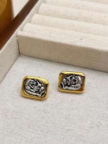 2入組高品質設計的彩色耳環,附925純銀針,女性首飾 - 金色 - 查看 3