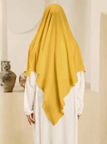 A Long Medina Strapped Instant Hijab [Instant Hijab] - Yellow - View 3