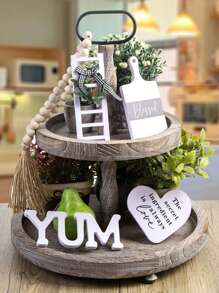 Simple Farmhouse Style Home Family Set, Layered Tray Decoration Pvc Crafts Home Tabletop Ornament 1 Set - Multicolor - View 2