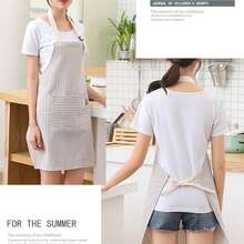 1入韓式格子圖案創意十字背帶圍裙,多種顏色可選,適合手洗和機洗,適用於家庭和工作 - 彩色 - 查看 4