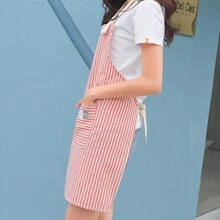 1入韓式格子圖案創意十字背帶圍裙,多種顏色可選,適合手洗和機洗,適用於家庭和工作 - 彩色 - 查看 3