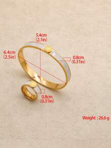 1 bộ/2 cái Thép không gỉ Men răng Nhẫn Bộ nhẫn Đối với phụ nữ Tròn Chữ số La mã Vòng tay Vàng Màu sắc Hợp thời Mới Lắc tay Bộ trang sức - Vàng - Xem 2