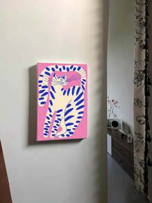 1 件,貓派對海報獅子貓牆藝術白色蘭花條紋貓印刷圖像海報家居裝飾畫適合客廳、臥室、辦公室牆壁裝飾禮物送給物體或朋友牆壁藝術繪畫印刷品木框帆布牆壁藝術 - 粉色 - 查看 3