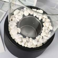 桌面酒精壁爐燈,室內不銹鋼小型便攜式暖爐,圓形玻璃吧臺氛圍燈 - 白色 - 查看 4