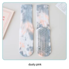 Sports Outdoor Women's Sport Anti-Slip Socks, Middle Tube Silicon Anti-Slip Pilates Yoga Socks, Tie-Dye Style Breathable Socks