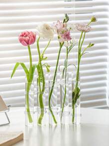 8pcs/Set Transparent Hydroponic Test Tube Flower Vase, Bendable Decorative Vase For Fresh Flowers - Clear - View 11