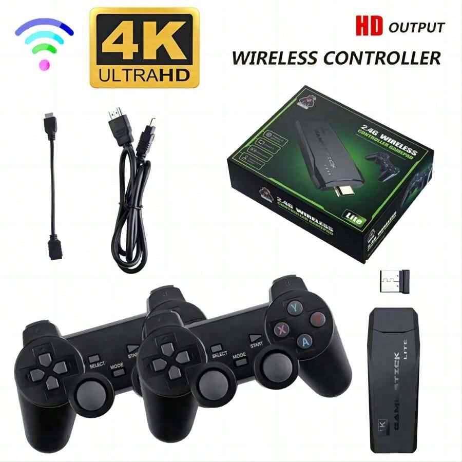 Một thanh trò chơi điện tử M8, Trò chơi cổ điển 64G, Độ phân giải cao tương thích HDMI 4K, 2 bảng điều khiển không dây 2.4G, Quà tặng cho bé trai, Giải trí trong ngày lễ