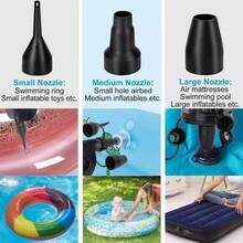 Inflador Portátil 160w Bombas De Aire Compresor Eléctrico Lagom Gr-109 Lebecom Inflar Y Desinflar Para Colchon Piscina Alberca Inflable 3 Boquillas S/m/l Accessorio Deportivo De Camping Alta Potencia - Negro - Ver 3