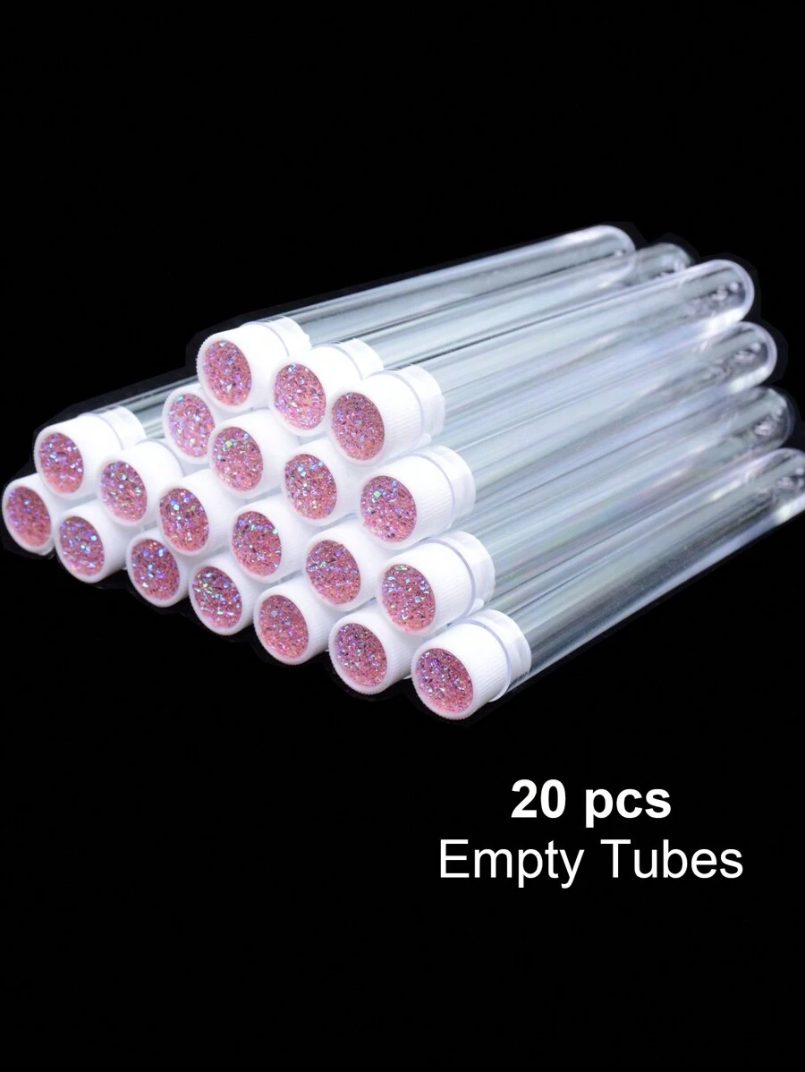 20 cái Trống Lông mi Bàn chải ống Thùng đựng hàng Có thể tái sử dụng Pha lê Dây da roi Mascara Wand Bình giữ nhiệt Loại vỏ - Hồng - Xem 1