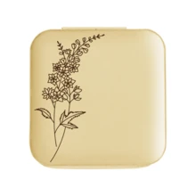 PU Leather Travel Jewelry Box With Sketching Flowers, Bridesmaid Gifts Birthday Gifts For Girls And Women - 07-gold - View 1