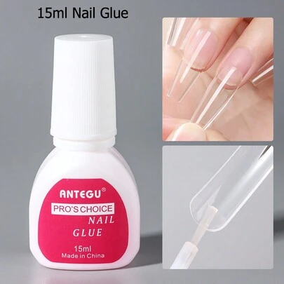 15ML Móng tay Keo dính Sai Đầu Móng Tay Keo dán Với Chải Siêu Mạnh mẽ Dính Pha lê Móng tay giả Gel Làm móng tay