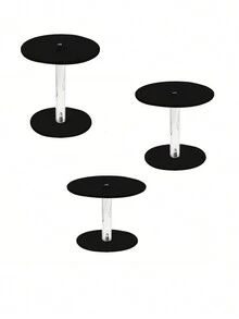 1pc Transparent Round Acrylic Jewelry Display Stand - Black and White - View 3