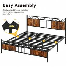 Twin Size Metal Bed Frame With Headboard, 14 Inch Mattress Foundation With Steel Slat Support, Premium Support, 13 Inch Under-Bed Storage, Noise Free, No Box Spring Needed, Black,White - màu đen - Xem 7