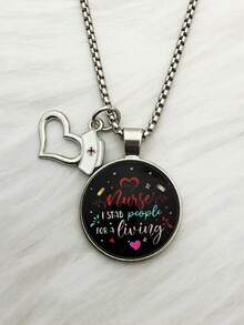 1 Pieza Día De La Enfermera Piedra Preciosa En Un Colgante De Collar, Regalo Creativo Para El Festival, El Mejor Regalo Para Amigos, Colegas, Familiares Y Enfermeras - Multicolor - Ver 3