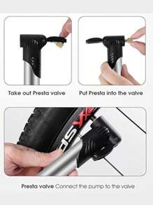 Mini Bomba Para Inflar 80PSI Ideal Para Llanta Bicicleta Balones Inflador Portátil Deportivo Ultra Compacto Herramienta Para Inflado de Neumaticos - Plateado - Ver 5