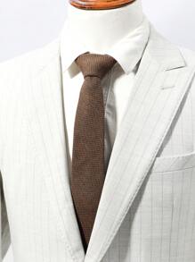 1 件男士休闲商务风格斜条纹和小格子领带，适合日常穿着和正式场合男士领带 - 棕色 - 查看 2