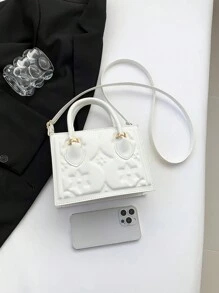 時尚優雅的女士手提包,斜跨手提包 - 白色 - 查看 4