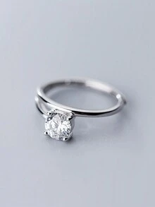 1入銀色閃石開口戒指,完美禮物,日常佩戴和辦公室女性 - YW1133 - 查看 2