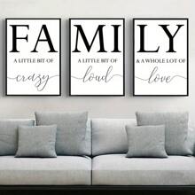 3 件套,快樂家庭報價牆壁藝術黑白海報,愛心印花北歐簡約繪畫帆布畫,客廳臥室裝飾,無框,11.8*15.7 英寸 - 白色 - 查看 4