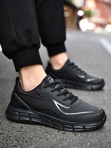Winter Men's Breathable Casual Sports Shoes, Waterproof And Lightweight Leather Surface, White Lace-Up Running Shoes For Spring And Autumn, Large Size 47 And 48 With Round Toe