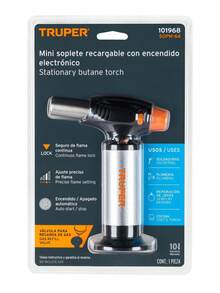TRUPER Mini Soplete Recargable Con Encendido Electrónico, Para Flamear Alimentos, 64ml - Gris - Ver 3