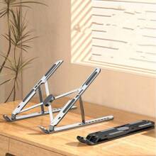 1pc Portable Home Office Tablet Table Stand, Adjustable Height Laptop Stand Aluminum Laptop Stand - Black - View 2