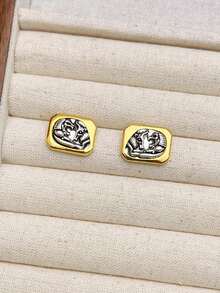 2入組高品質設計的彩色耳環,附925純銀針,女性首飾 - 金色 - 查看 6