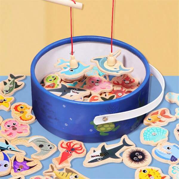 High Quality Marine Fishing Toys Provide Children With Wooden Educational Fun Play (15pcs/Bag Random Small Fish)
