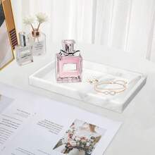 Atwujiji 1 Pack Silicone Bathroom Vanity Tray Rectangle Soap And Sponge Holder Kitchen Sink Organizer For Scrubber, Lotion Bottles, Perfume, Jewelry, Candle, Key Trinket Ring - Marble White - Marble White - View 7