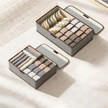 1入組加厚可清洗內衣收納盒,抽屜式折疊收納盒帶蓋,布質儲物容器 - 灰色 - 查看 4