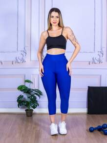 LLEVO Women Sports Leggings - 寶藍色 - 查看 4