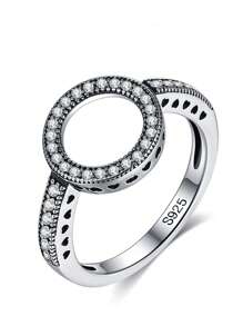 LEKANI Cubic Zirconia Decor Sterling Silver Ring
