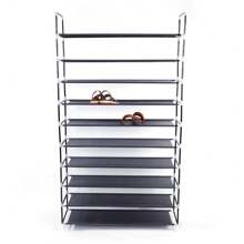 FCH Simple Assembly 10 Tiers Non-Woven Fabric Shoe Rack With Handle Black - Black - View 6