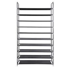 FCH Simple Assembly 10 Tiers Non-Woven Fabric Shoe Rack With Handle Black - Black - View 1