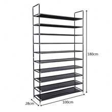 FCH Simple Assembly 10 Tiers Non-Woven Fabric Shoe Rack With Handle Black - Black - View 9
