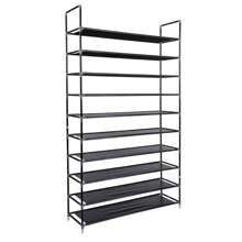 FCH Simple Assembly 10 Tiers Non-Woven Fabric Shoe Rack With Handle Black - Black - View 2