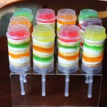 1 件，蛋糕棒射手 - 圆形塑料果冻冰淇淋推拉式容器，带盖子、底座和棍子 - 非常适合甜点、婚礼生日和圣诞派对装饰 - 無色 - 查看 2