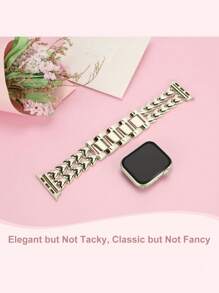 1入組雙排愛心手錶帶，適用於38/40/41/42/44/45/49毫米兼容Apple Watch Ultra/Se/8/7/6/5/4/3/2/1 - 香檳色 - 查看 3