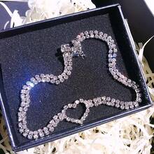 1 件時尚奢華雙層水鑽心型吊墜項鍊,女款短鎖骨首飾 - 愛心上鍊 - 查看 5