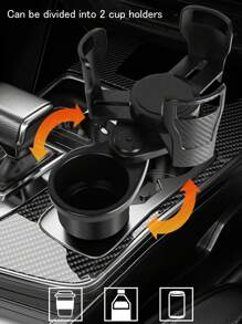 1入組汽車置物杯架,多功能旋轉汽車中控臺飲料架跨境一分為二雙層收納架杯架 - 黑色 - 查看 10