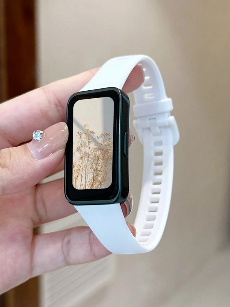 1 قطعة سوار ساعة من TPU أحادي اللون متوافق مع أجهزة Band 10/9/8/7/6, مناسب للرجال والنساء من ذوي الأعمال, يناسب سوار Honor Band 7/6 من الملحقات - أبيض - مشاهدة 15