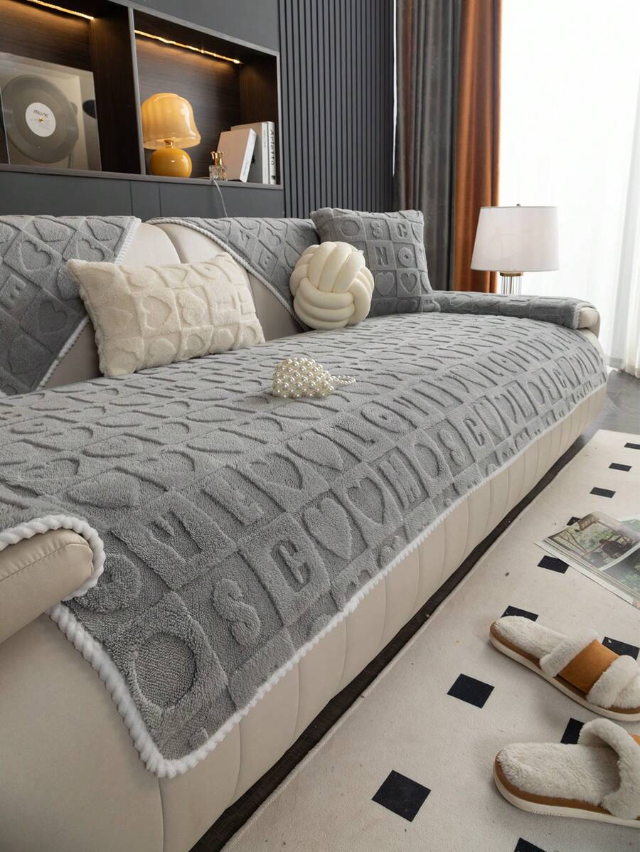 1 Miếng Love Sang trọng Bọc ghế sofa , Đơn giản Và Dễ thương Ngày lễ tình nhân Đồ trang trí Chống trượt Thú cưng Chống bẩn Đệm sofa Chỗ dựa lưng Khăn tắm Chỗ để tay Khăn tắm Đến Bảo vệ Sofa - Xám - Xem 1