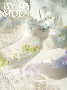 1 件聽花的秘密系列裝飾膠帶,優雅的花卉設計,適合剪貼簿和日記 - 彩色 - 查看 3