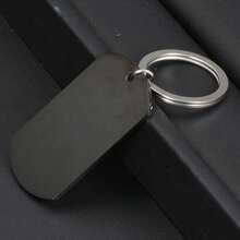 1pc, Stainless Steel Smooth  Keychain Can Be Engraved DIY Key Chain Creative Keychain, Backpack Pendant, Bag Charms, Birthday Gifts, Party Favors Casual - Black - View 2