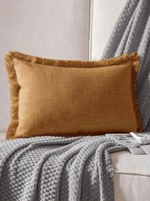 件咖啡手工流蘇亞麻枕頭套 - 咖啡棕 - 查看 7